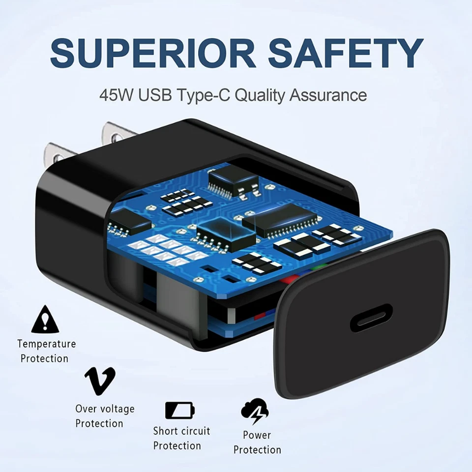 45W USB-C Fast Wall Charger+3FT Cable For Samsung S22 S23 Ultra FE Z Fold4 Flip4 - Image 4 of 4