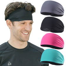 Mens Womens Sweatband Yoga Band Headband Stretch Head Sport Hair Elastic Bandana