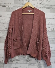 Madewell Womens Bobble Cardigan Sweater XXSmall Dusty Rose Pompoms Balloon Sleev