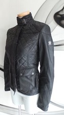 Belstaff Diamond Quilt Black Quilted Collorless Coat Jacket Size 8