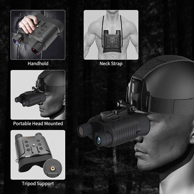 NV8160 12MP Night Vision Goggles Binoculars IR Head Mounted Hunting Rechargeable - Image 4 of 4