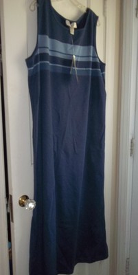 Maggie McNaughton Maxi Dress 3X Blue 2-Tone Sleeveless Long Shift Side Slits NWT