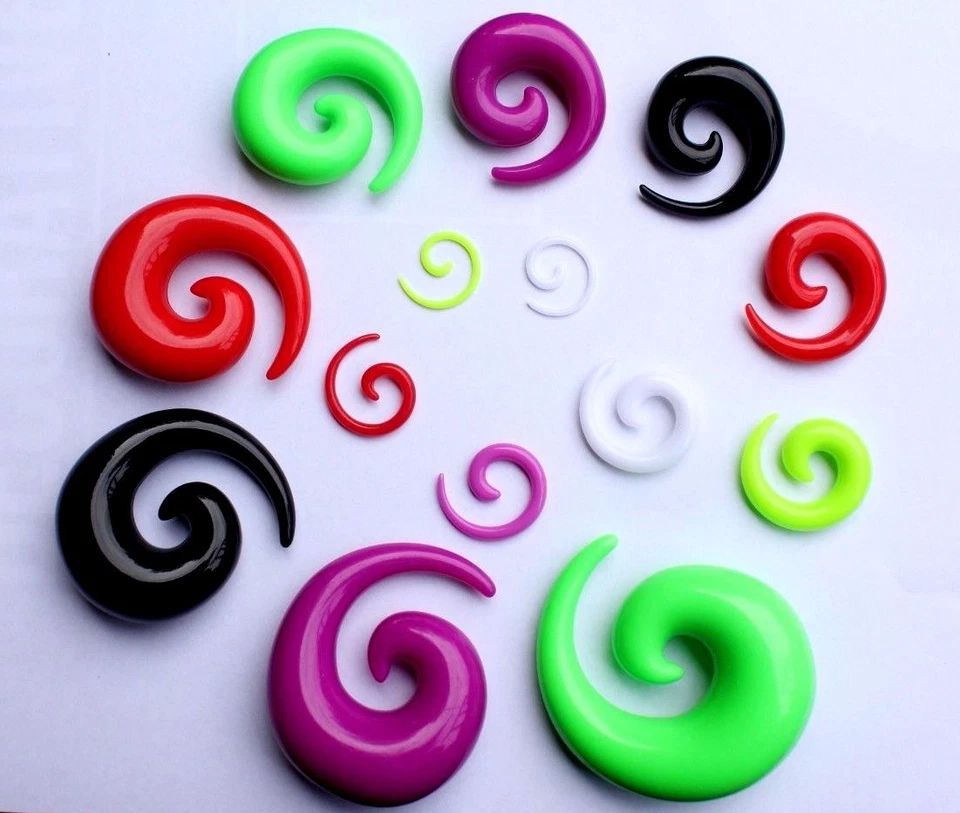 Expansores de tapones para los oídos cónicos grandes de acrílico calibre pesado espiral de 1,2 mm -24 mm Foto 3 de 4