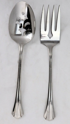 Oneida Delux RUSHMORE SERVING FORK & SLOTTED SPOON Stainless Glossy Flatware