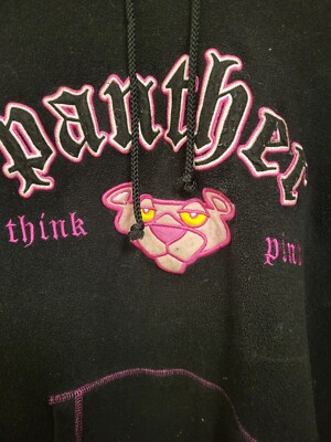 Pink Panther Sweater Mens Extra Large Black Pink Hoodie Pullover Fleece  Vintage | eBay