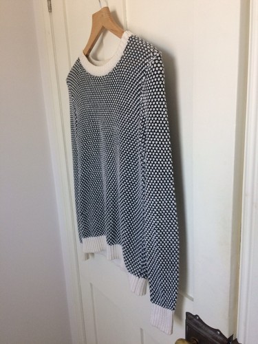 THEORY Honeycomb Knit Sweater Jumper White & Dark Navy XS Cotton & Cashmere mix - Picture 5 of 24