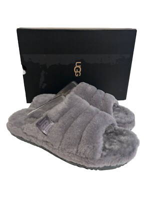 UGG M Fluff You Hausschuhe Slides in Grau Gr. 44 & 45 Neu & Original
