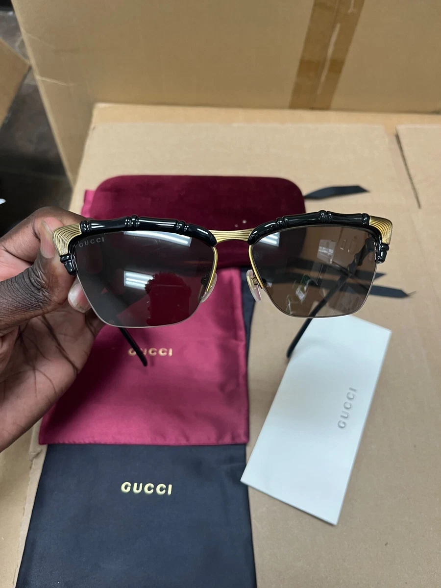 gucci gg0660s shiny black antique endura gold injection