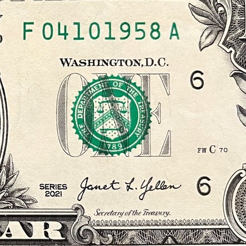 April 10, 1958 (04101958) One Dollar Fancy Serial Number Birthday Note
