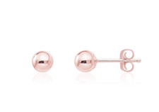 14K Rose Gold Ball Stud Earrings 4mm Round Minimalist Studs Second Piercings