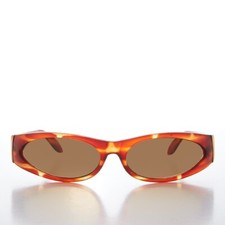 Tortoise Mod Wrap Around Vintage Sunglasses with Brown Lens - Brower