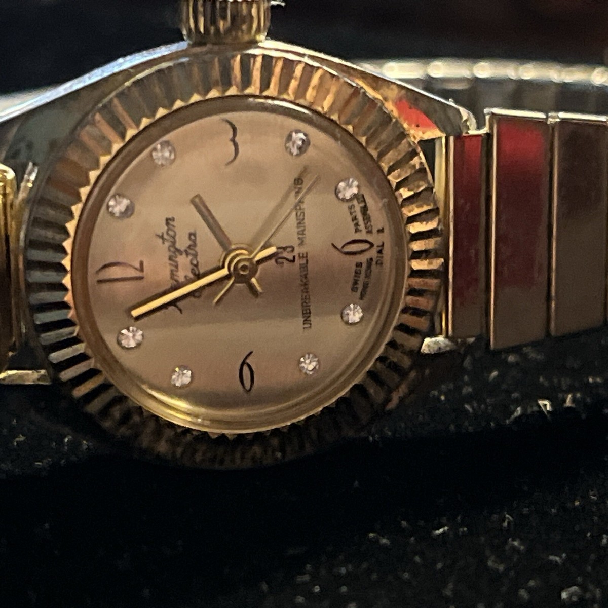 Vintage Remington Electra 23 Ladies Unbreakable Mainspring Watch 8 Diamond Chips VINTAGE REMINGTON ELECTRA 23 MENS WRIST WATCH GOLD TONE FOR  main image 2