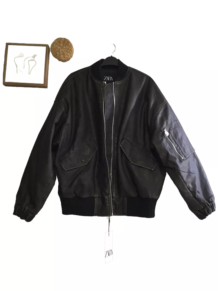 Veste bombardier effet faded Zara faux cuir XS neuve avec etiquettes