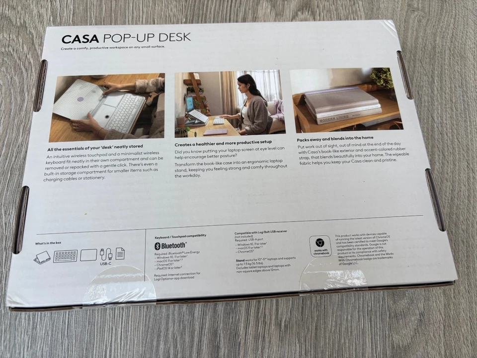 BN Sealed Logitech Casa Pop-up Desk Wireless Keyboard & Touchpad Set - white - Image 3 of 4