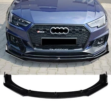 Glossy Black For Audi A4 B9 S4 Sedan 2017 2018-2019 Front Bumper Lip Body Kit
