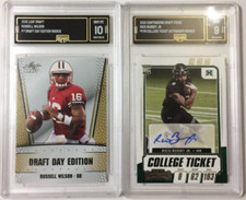 RUSSELL WILSON 2012 LEAF #7 DRAFT DAY EDITION & RICO BUSSEY JR 2021 CONTENDERS