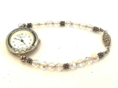 GENEVA Damen Armbanduhr quartz Band Swarovski 6mm Kristallperlen Schmuckschließe - Bild 1 von 3