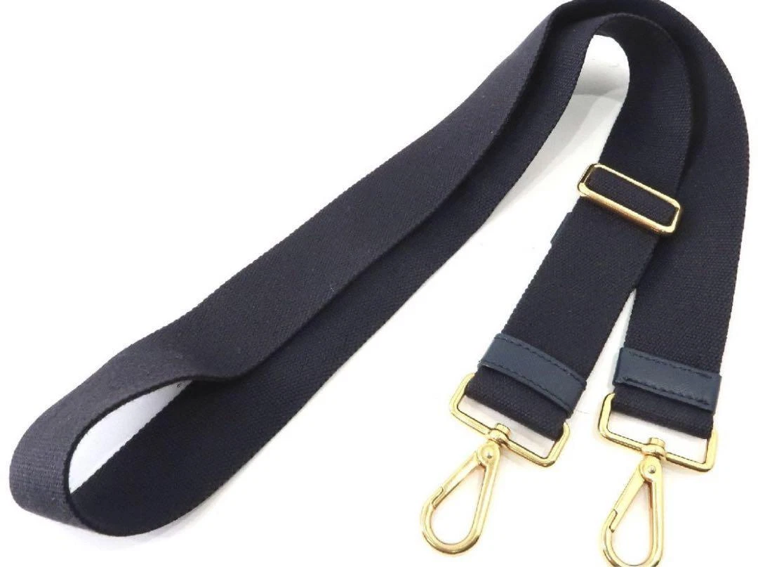 PRADA Shoulder Strap for Canapa Bag Dark Navy Blue Canvas Gold Hardware Auth