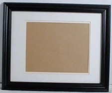 Black Hard Plastic Frame Double Matted Under Glass 8 x 10 Photo Frame