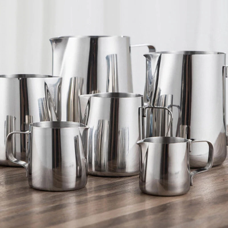 Milk Frother Pitcher Jug Cup Stainless Steel Frothing Coffee Measurement Cup Pot