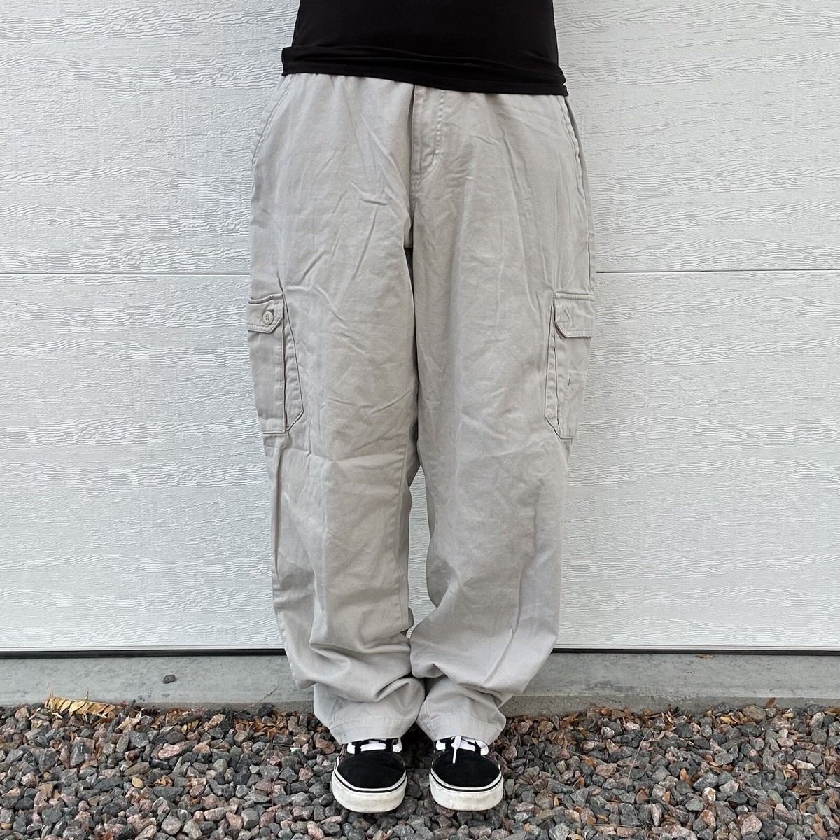 Vintage 2000s Baggy Wide Leg Cream Columbia Cargo Pants Large