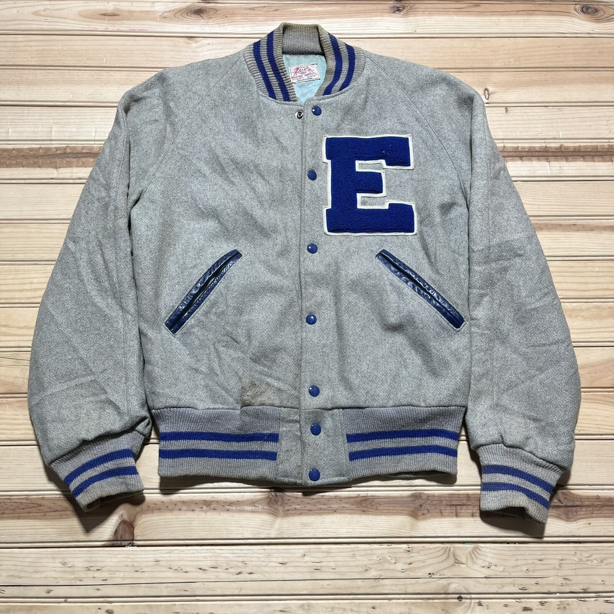Vintage 50s 60s Varsity Letterman Wool Leather Trim Jacket Size 40 