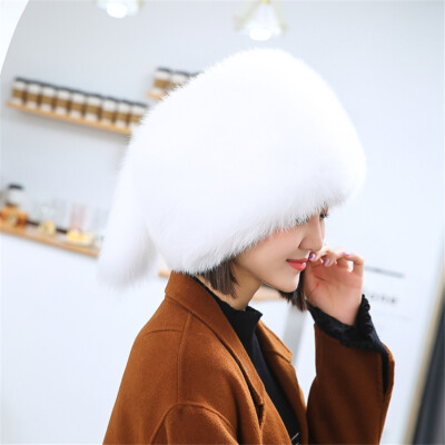 100% Real Fox Fur Hat Thicken Winter Warm Mongolian Cap Ethnic Style Women 