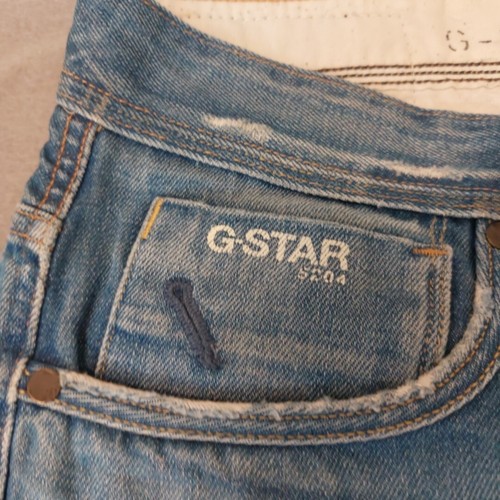 Pantalones de mezclilla G Star Raw Attacc para hombre 34 x 32 rectos desgastados botón mosca azul *DEFECTO* - Imagen 8 de 18