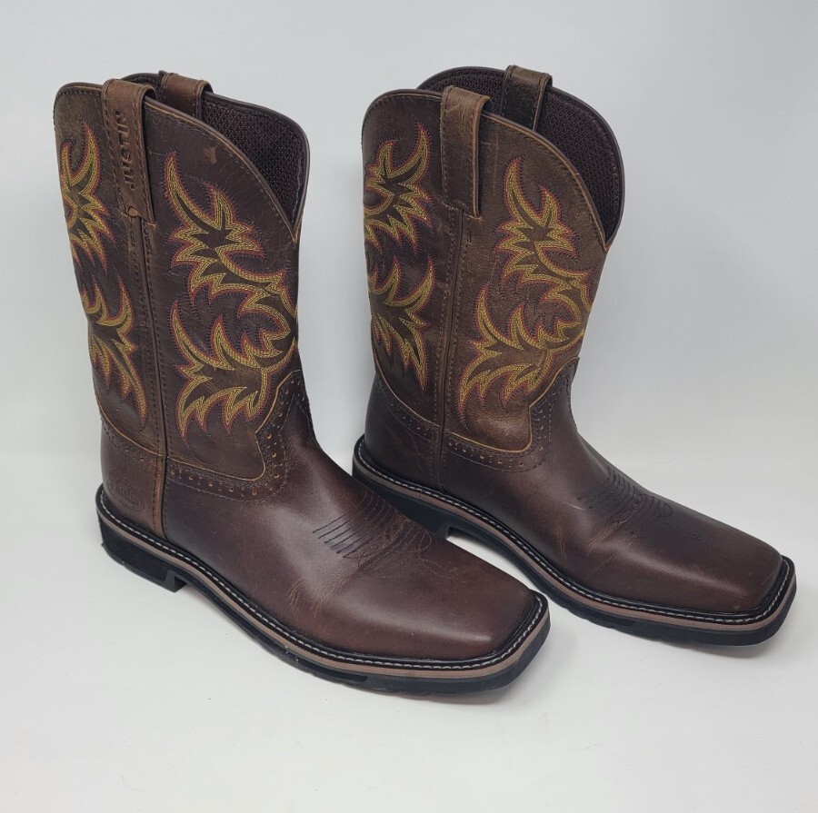 Justin Men's Stampede Driller Tan Soft Square Toe Work Boots