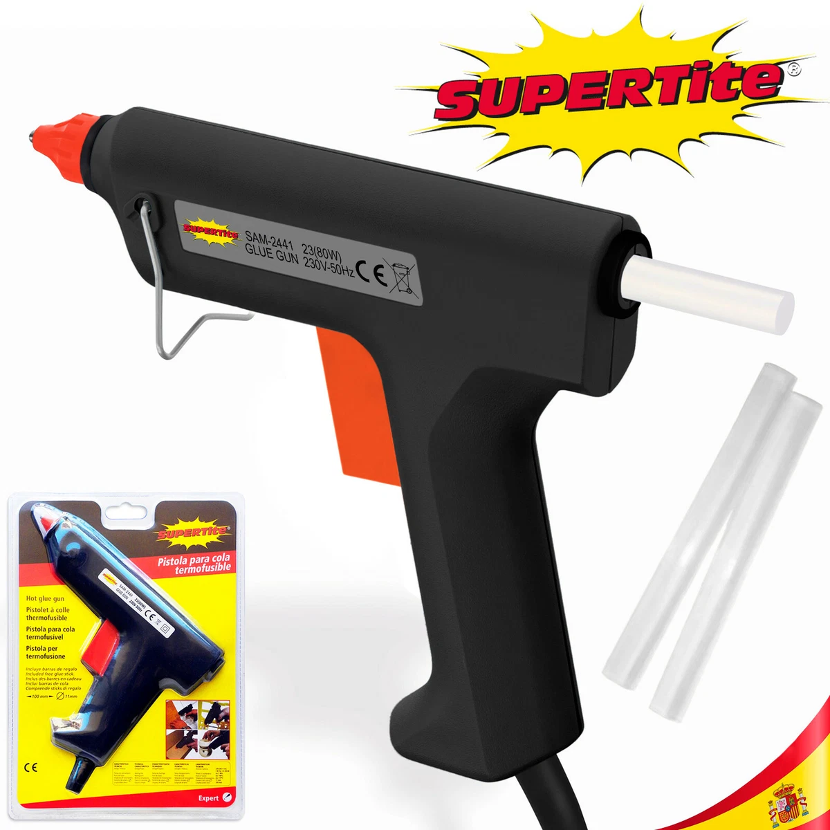 PISTOLA DE SILICONA CALIENTE 80W COLA TERMOFUSIBLE PEGAR SELLAR