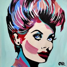 CORBELLIC EXPRESSIONISM 12X12 LUCY BELL HANDMADE SIGN TV COLORFUL ART PAINTING