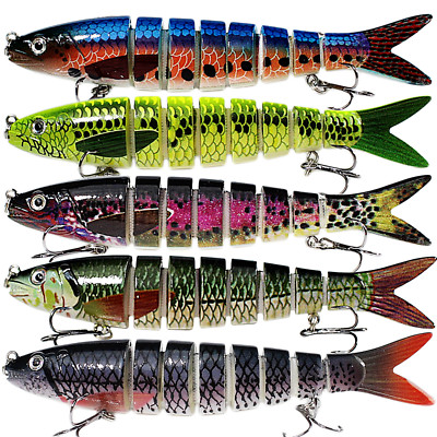 5PCS Fishing Lures for Bass Trout Segmented Multi Jointed Swimbaits Slow  Sinking | eBay