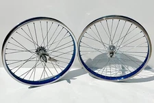 Vintage Old School 1985 20 x 2.125 Bmx Blue Wheel Rim Set FEMCO Shimano Joy Tech
