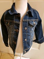 GIRL'S XS-4 CHILDREN'S PLACE 1989 JEAN JACKET DISTRESSED COTTON BLEND BLUE