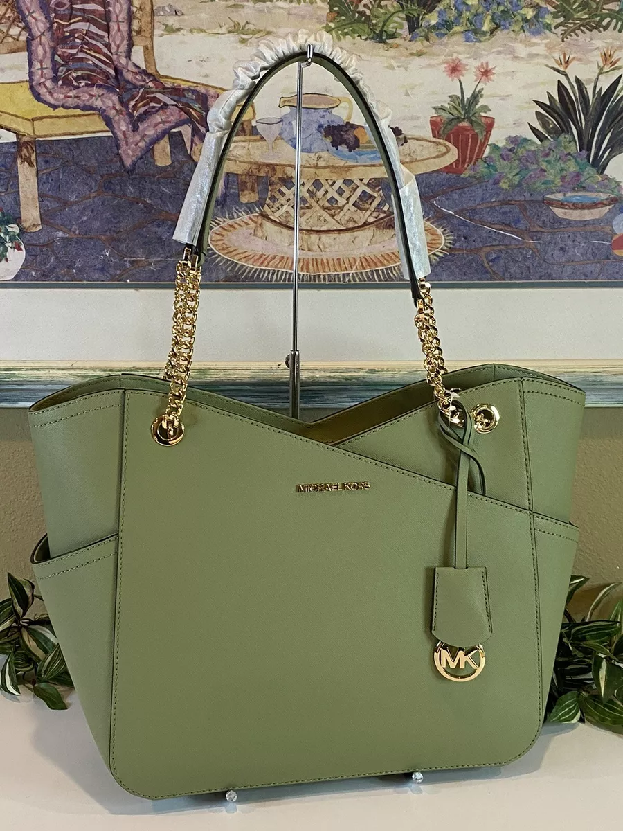 MICHAEL KORS JET SET TRAVEL LARGE X CHAIN SHOULDER TOTE BAG GREEN