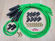 Ton's 180* 8mm Hot Lime Spark Plug Wires Universal Chevy GM Socket distributor