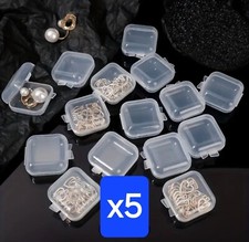 Mini Clear Plastic Storage Boxes Craft Bead Jewellery Pill Container Cases x5