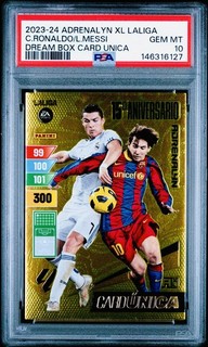 2023 24 Adrenalyn XL La Liga Lionel Messi Cristiano Ronaldo GOATs Faceff PSA 10