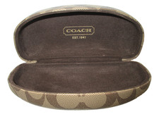 Coach Eyeglasses Hard Case Brown Fabric Clamshell Sunglasses Logo Print