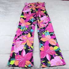 Trina Turk Womens Pull On Silky Cover Up Swim Spa Pants Multicolor Floral Size L
