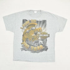 VTG Y2K Harley Davidson Men T Shirt I Rode A Pig Trail Cotton Gray Size XL Arkan