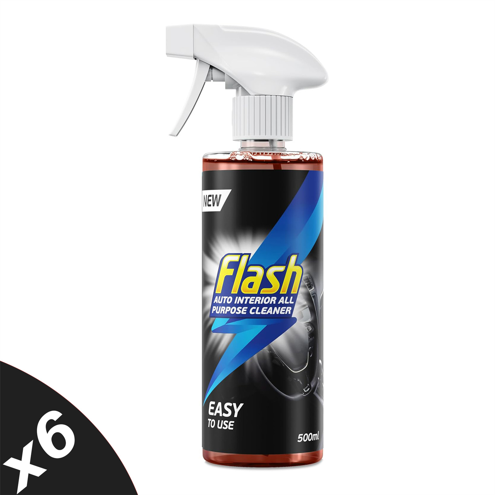 FLASH All-Purpose Car Interior Cleaner Spray Safe for All Surfaces 6x500ml