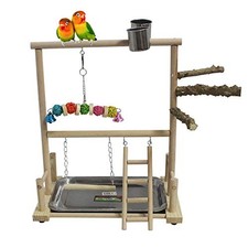 Bird Playground Parrot Perch Stand Toys, Birds Wood Play Gym Activity Center