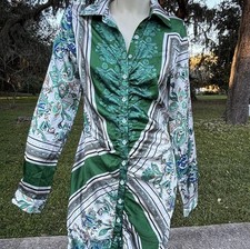 Fashion Nova Green  boho long sleeve dress with paisley print