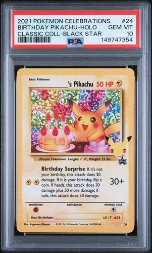 2021 POKEMON CELEBRATIONS CLASSIC COLLECTION #24 BIRTHDAY PIKACHU-HOLO PSA 10