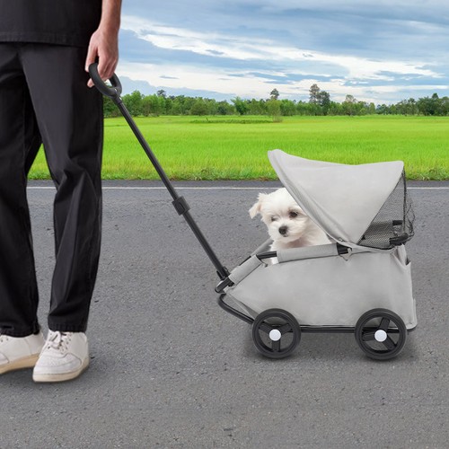 Passeggino per Cani di Piccola Taglia Gatti 4 Ruote Viaggio Pieghevole Carrello US - Foto 27 di 53