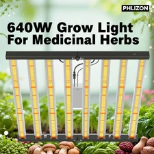 Phlizon 640W LED Grow Light  Full Spectrum High Output for Hydroponic Systems