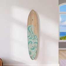 Wooden Surfboard Growth Chart Wall Decor Kids Room Surfboard Wall Art Teal Wave