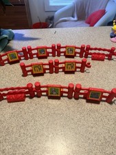 Fisher-Price Little People Red Fence Panels Lot w/ Animal Picture Sections
