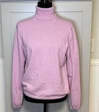 Valerie Stevens Two Ply Cashmere Turtleneck Sweater XL Soft Pink Quiet Luxury